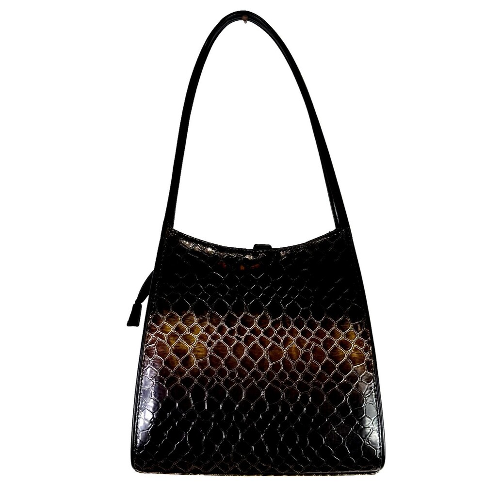 VANI Chic Shoulder Bag Handbag Patent Ombre Glossy Faux Croc Finish 2 n 1 Bags - Picture 3 of 9